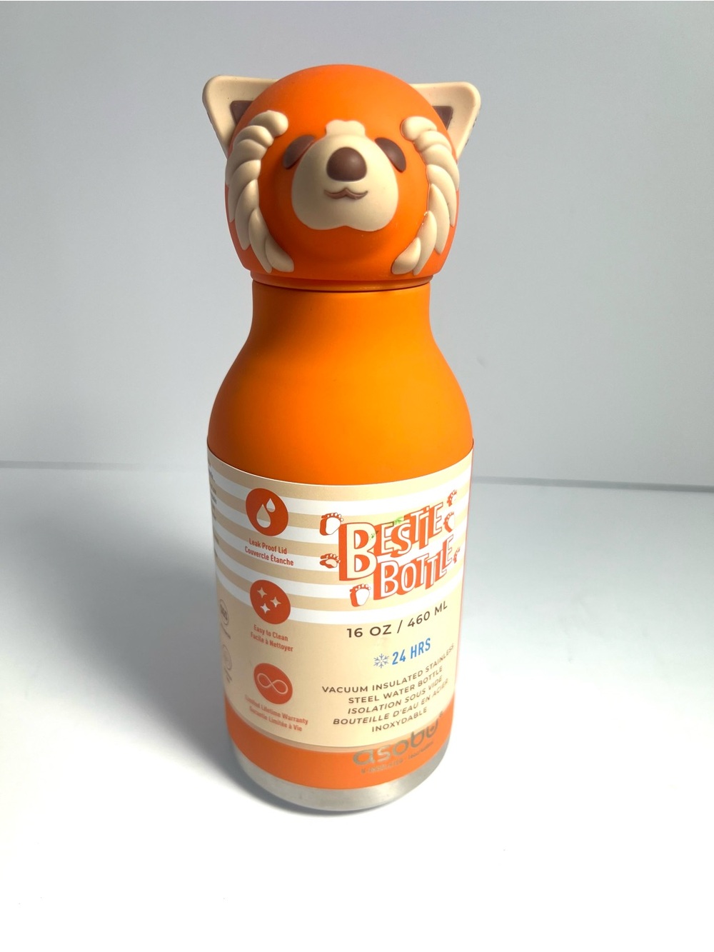 Asobu Bestie Water Bottle - Red Panda 16oz Insulated Stainless Steel